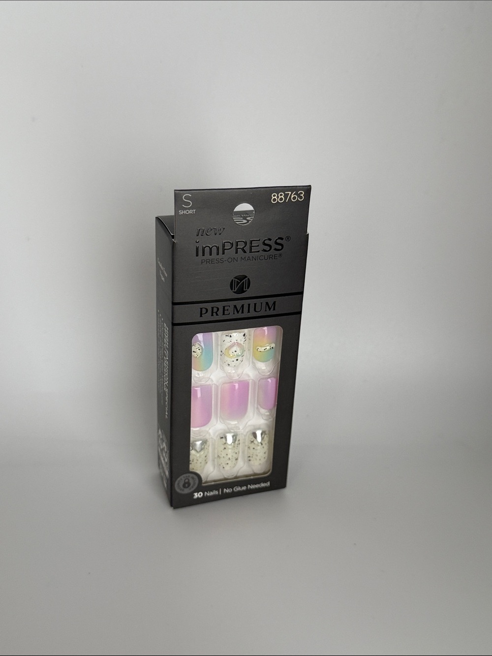 RARE imPRESS Press-On Nails - Pastel Pink, White & Iridescent Glitter BNIB